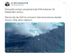 Mersin’deki orman yangınına müdahaleye İHA’larla destek veriliyor