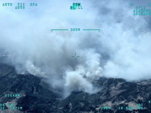 Mersin’deki orman yangını İHA ile havadan görüntülendi