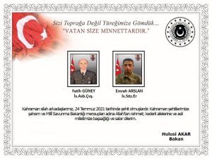Bakan Akar’dan başsağlığı mesajı