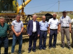 Tunçbilek beldesinde çiftçiler mahsulünü hasat ediyor