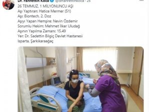 1 milyonuncu aşı Isparta’da uygulandı
