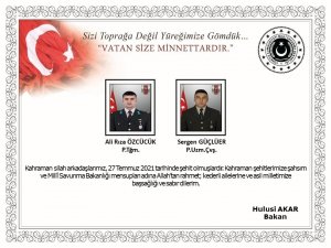 Bakan Akar’dan şehitler için başsağlığı mesajı
