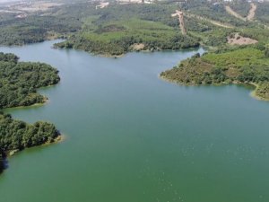 Son 10 yılın en yüksek seviyesinde olan Ömerli Barajı havadan görüntülendi