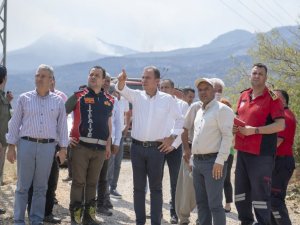 Başkan Seçer, yangın bölgesinde incelemelerde bulundu