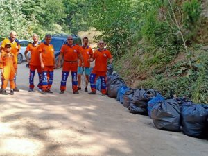 Ormandaki cam şişeleri topladılar