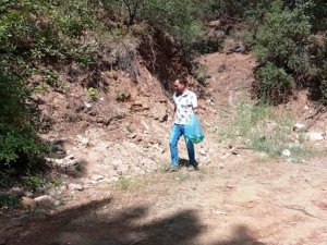 Orman’daki cam şişeler tek tek toplanıyor