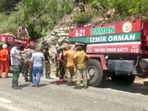 Azerbaycan’dan gelen itfaiyeciler Hisarönü Orhaniye yolundaki çalışmalara katılıyor