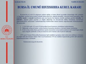 Bursa Valiliği’nden İl Hıfzıssıhha Kurulu açıklaması