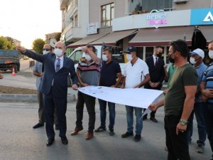 Başkan Özlü kavşak çalışmasını yerinde inceledi