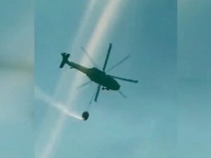 Bakan Soylu: "Sikorsky helikoptere su sepeti takıldı, Milas’ta yangın söndürme filosuna katıldı"
