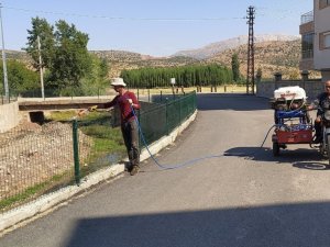 Gölbaş’nda yabani otları ilaçlıyor