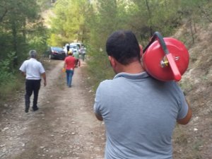Vatandaşlar ve personel orman yangınına ilk müdahaleyi tüplerle yaptı