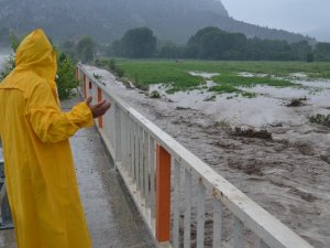 Kastamonu’nun Hanönü ilçesi Gökçeağaç köyünün Gökçeağaç çayının taşması sonucu ekili alanlar zarar gördü