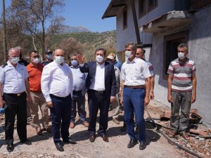 Vali Tavlı, yangından etkilenen bölgelerde incelemelerini sürdürüyor