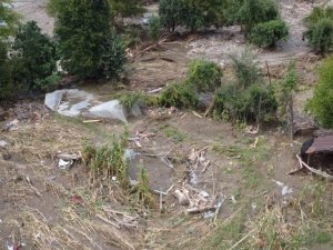 Selden zarar gören Zafer köyü havadan görüntülendi