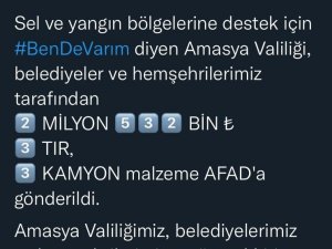 Bakan Soylu’dan Amasyalılara yardım teşekkürü