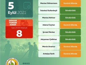 Orman Genel Müdürlüğü: “Bugün çıkan 8 orman yangınını kontrol altına aldık”
