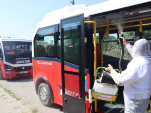 Otobüsler dezenfekte edildi