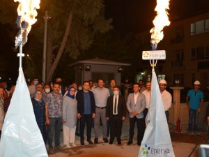 Korkuteli ilçesinde ilk doğalgaz ateşi yandı