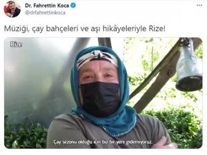Sağlık Bakanı Koca, Rize’de çay bahçesinde aşılama işlemini paylaştı