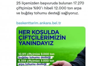Ankara Büyükşehir Belediyesi’nden 17 bin 270 çiftçiye 12 bin ton buğday ve arpa tohumu