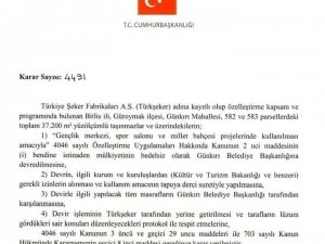 Şeker Fabrikası arazisi belediyeye devredildi