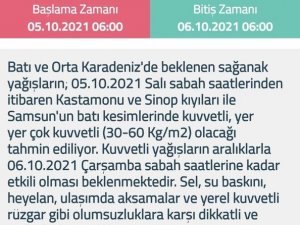Meteorolojiden Batı ve Orta Karadeniz’e sağanak uyarısı