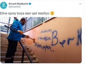 Duvara şiir yazanlara sosyal medyadan esprili uyarı