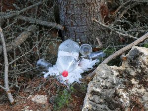 4 hektarlık alanın kül olduğu ormanda pet, cam şişe ve poşet atıkları