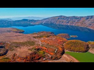 Nemrut’un eşsiz sonbahar manzarası drone ile görüntülendi