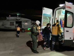 Gökçeada’da erken doğuma helikopterle tahliye