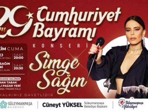 Süleymanpaşa 29 Ekim coşkusunu Simge Sağın konseri ile yaşayacak