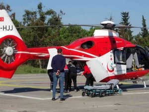 Acil anjiyo olması gereken hasta ambulans helikopterle hastaneye yetiştirildi