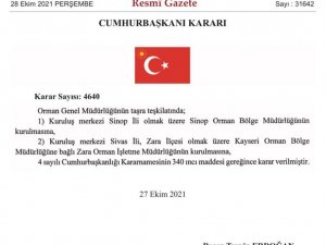 Sinop Orman Bölge Müdürlüğü kuruldu