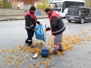Belediye ekiplerinden sonbahar temizliği