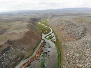 Susuz menderesi havadan görüntülendi