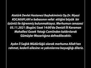 Başhekim Kocakaplan’ın acı günü