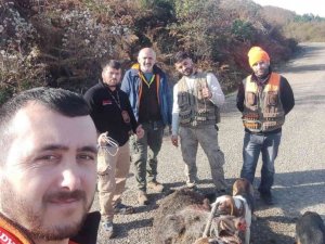 Türkelili avcılar, 200 kilonun üzerindeki domuzu avladı