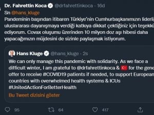 Bakan Koca: "Türkiye Covax oluşumu üzerinden 10 milyon doz aşı hibesi yapacak"