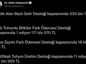 Bakan Pakdemirli: “13 milyon lirayı aşkın destek ödemesi hesaplara aktarılmaya başlandı”