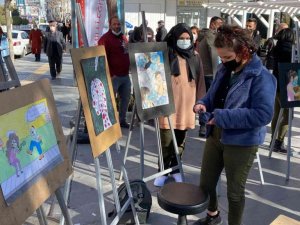 Öğrencilerden Pandemi konulu resim sergisi