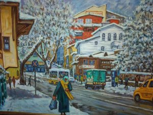 Balaban ressamın hemşehrisi 50 yıldır cumbalı evleri tuvale taşıyor