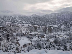 Denizli güne karla uyandı