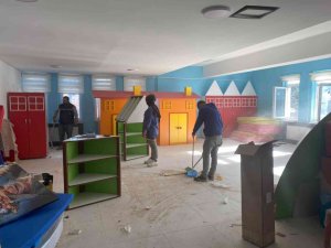 Pazaryeri Halk Kütüphanesi tefrişatı hızla devam ediyor