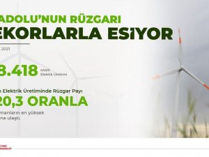 Rüzgardan 1 günde üretilen 188 bin megavatsaat elektrikle rekor kırıldı