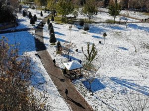 Şanlıurfa’da kar manzarası havadan görüntülendi