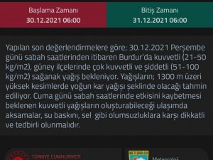 Burdur’da kuvvetli yağış uyarısı