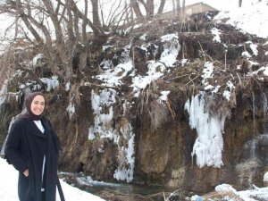 Arpet Şelalesi kısmen dondu