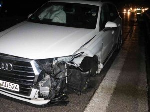 Edirne’de kar yağışı sebebiyle kayganlaşan yolda kaza meydana geldi