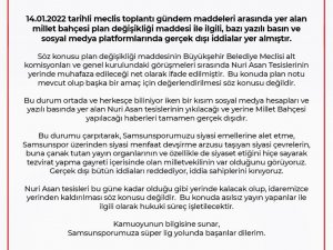 Büyükşehir’den ‘Nuri Asan Tesisleri’ açıklaması